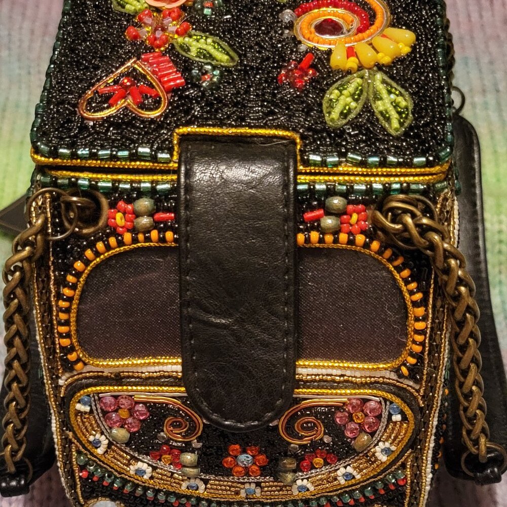 Mary Frances Black Beaded Car-Shaped Evening Bag with Multicolor Embellishments - Picture 3 of 11